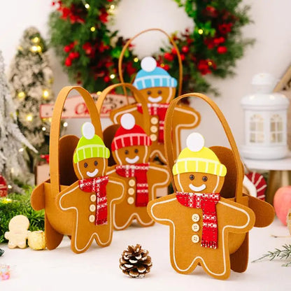 Christmas Gifts Bags Cute Gingerbread Man Storage Bags Chocolate Cookies Candy Handbags For Christmas Birthday Party Decoration