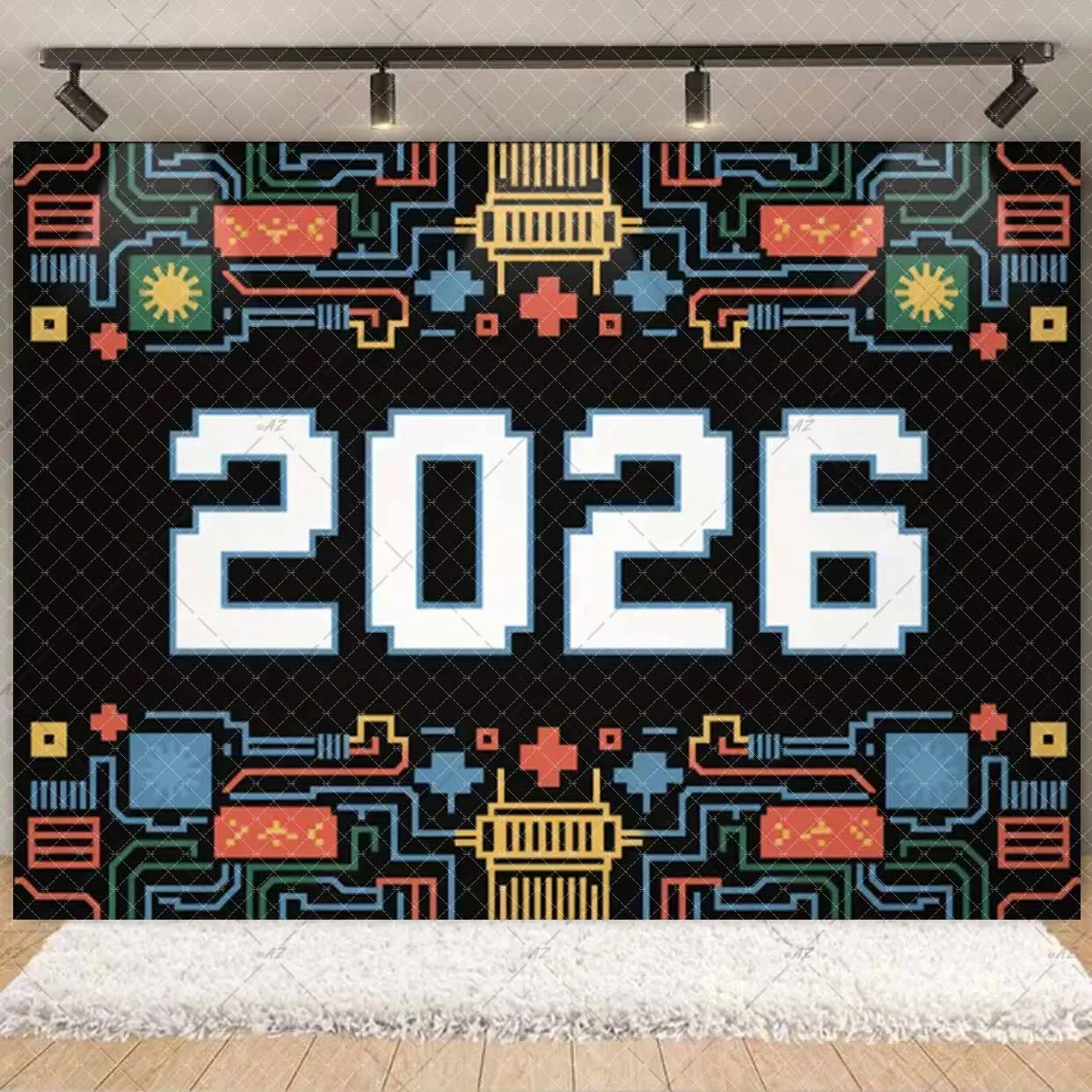 2026  Happy New Year Eve Party Decorations Black And Gold Disposable Tableware 2026 Number Balloons Family Gathering Backdrop