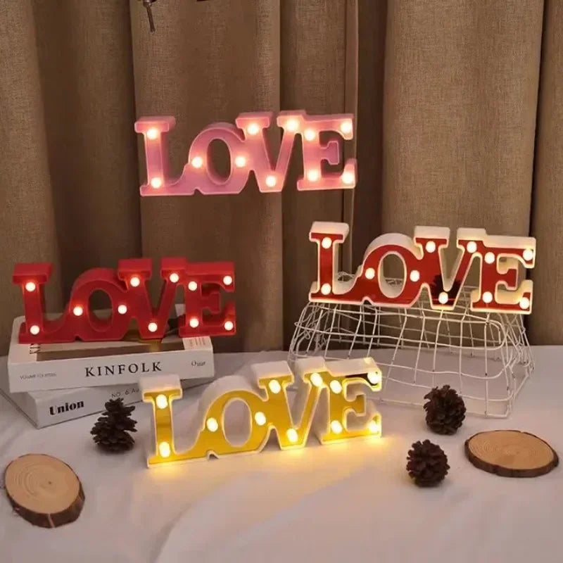 Valentines Day Love Symbol LED Glowing Sign Wedding Table Decoration Party Decor Romantic Anniversary Celebration Event Lighting