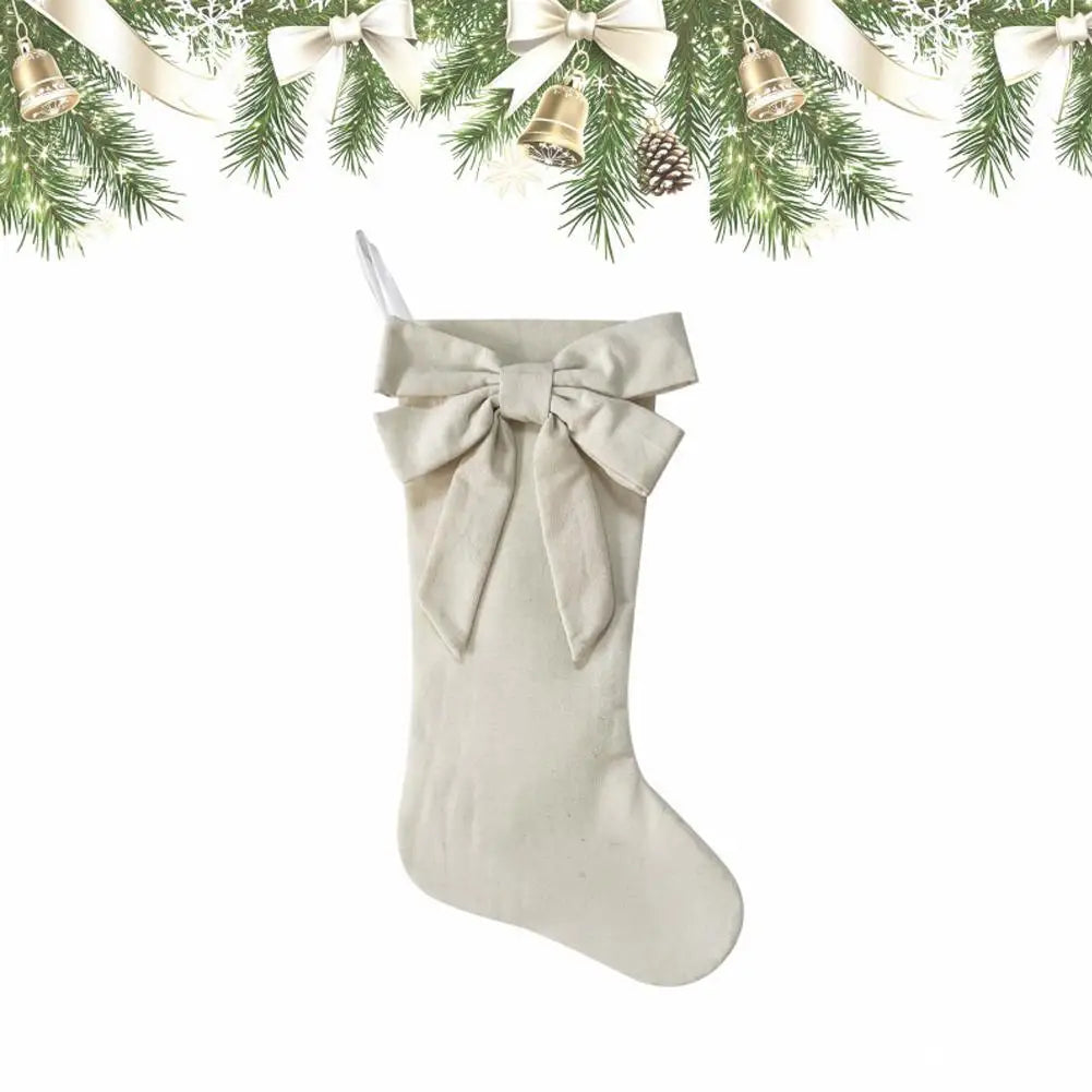 Christmas Decorations Bows Christmas Socks Candy Gift Bags Festive Christmas Atmosphere Home Hanging Ornaments