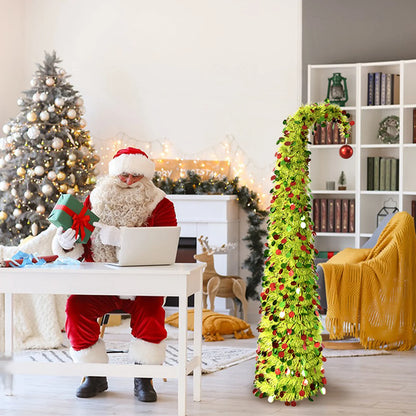 Christmas Tree Festival Ornament Faux Foldable Christmas Tree Christmas Decoration for Winter Holiday Season Xmas Party Decor