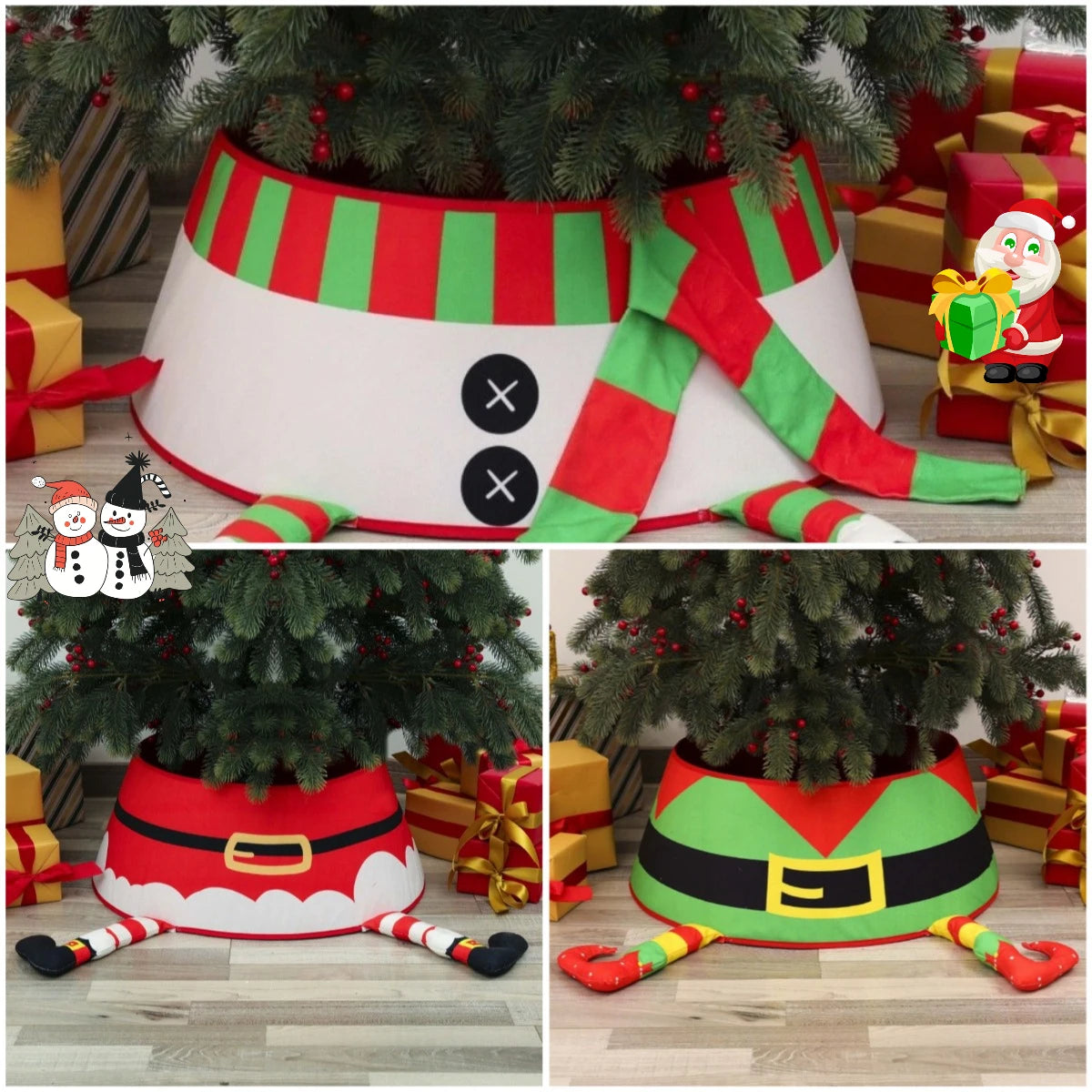 Christmas Tree Skirt, Red&Green Merry Christmas Tree Skirt Collar, Soft Christmas Holiday Indoor Decoration, Gifts for Friends