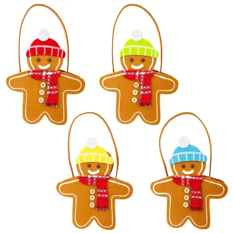 Christmas Gifts Bags Cute Gingerbread Man Storage Bags Chocolate Cookies Candy Handbags For Christmas Birthday Party Decoration