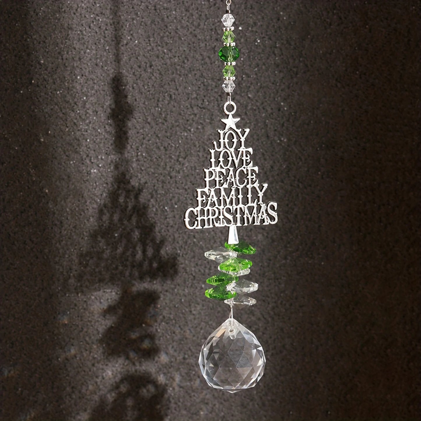 Christmas Tree Hanging Ornament Metal Christmas Pendant for Living Room Home DIY Decorations Crystal Catcher Drop Ornaments