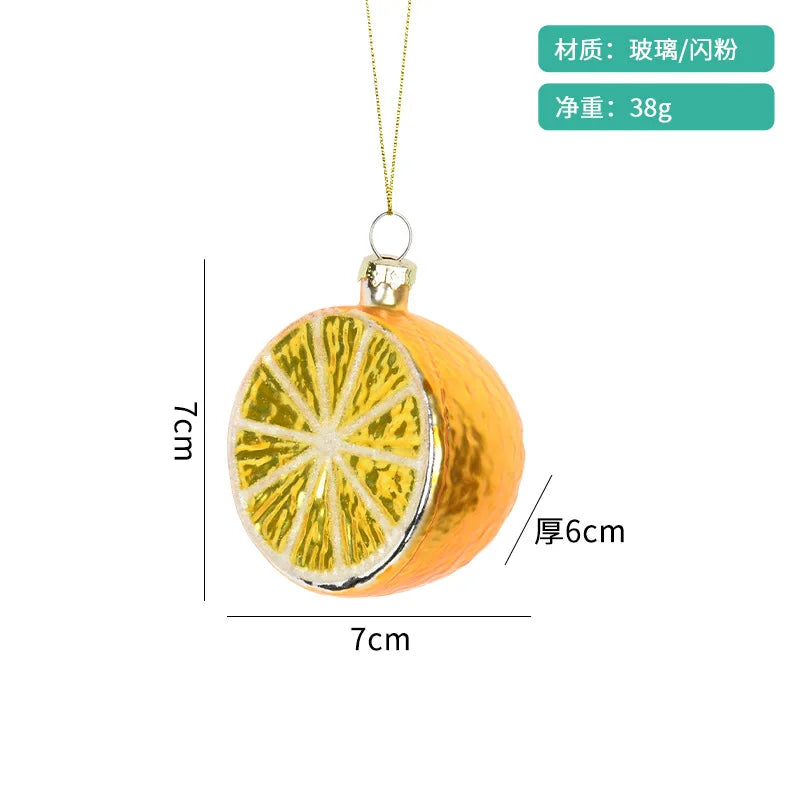 Christmas Decorations Accessories Glass Painted Fruits Vegetables Bottles Cake Christmas Tree Ornaments Hanging Pendant Gifts