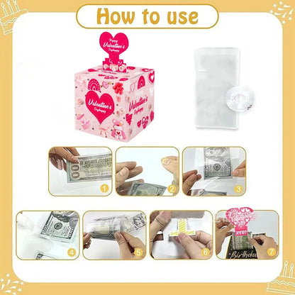 Surprise Money Draw Box Red Envelope Box Valentine's Day Gift Box Money Draw Box Red Envelope Love Money Box Best Gift for Loved