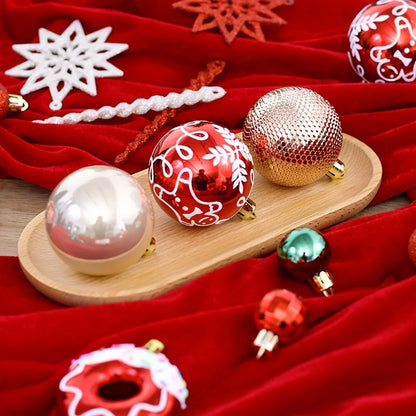 45pcs Christmas Ornaments Set: Red & White Snowman, Santa Hats & Bells.Perfect Plastic Hanging Decor for Holiday Parties & Tree!