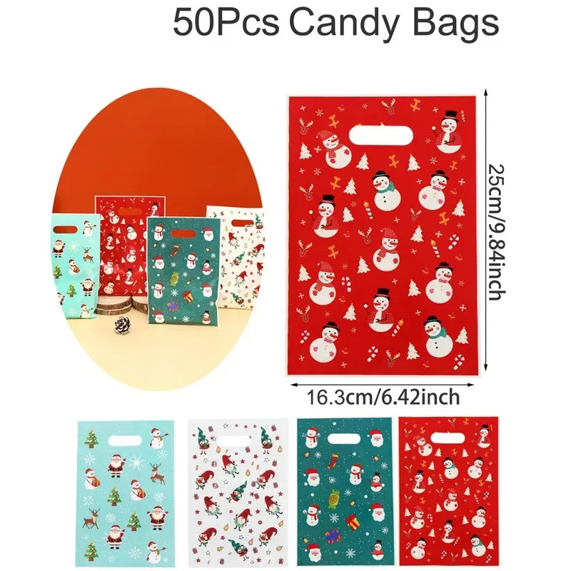 Christmas Candy Gift Bags Santa Claus Snowman Packaging Bag Christmas Decorations For Home 2025 Navidad Noel New Year 2026 Gifts