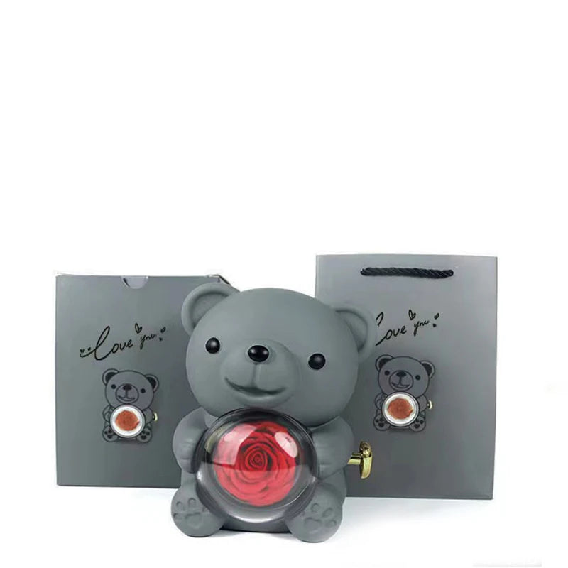 Colorful Rose Bear Rotating Gift Box Exquisite Cute Valentine's Day Christmas Birthday For Girlfriend Beautiful Fashionable New