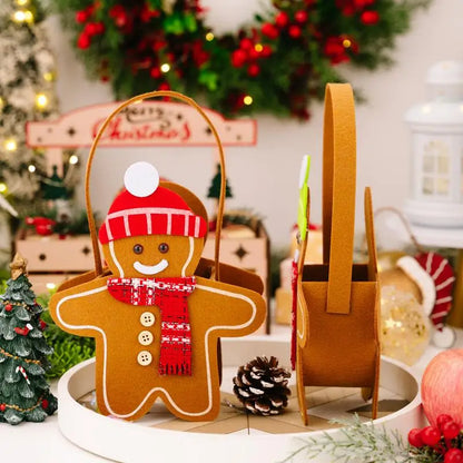 Christmas Gifts Bags Cute Gingerbread Man Storage Bags Chocolate Cookies Candy Handbags For Christmas Birthday Party Decoration
