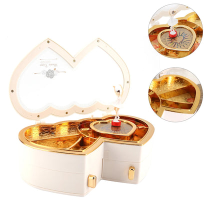 Ballet Dancer Music Box Double Heart Shaped Jewelry Storage Case Ballerina Musical Box Gift For Girls