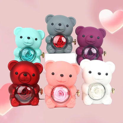 Colorful Rose Bear Rotating Gift Box Exquisite Cute Valentine's Day Christmas Birthday For Girlfriend Beautiful Fashionable New