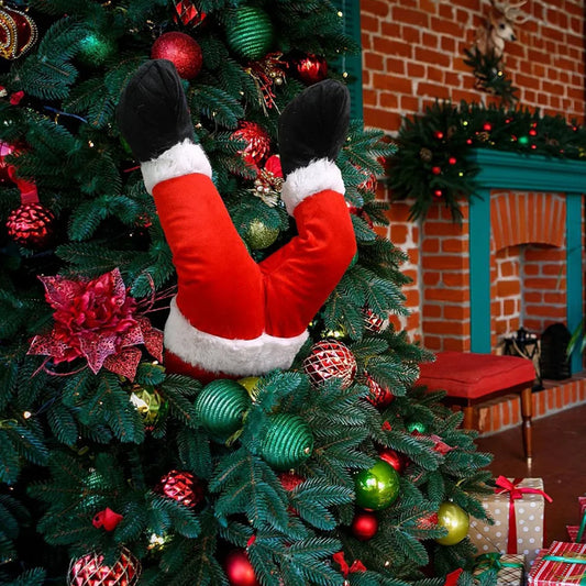 Christmas Santa/Elf Leg Plush Xmas Tree Decoration Props Santa Claus Green Artificial Leg Children's Toy Christmas Home Decor