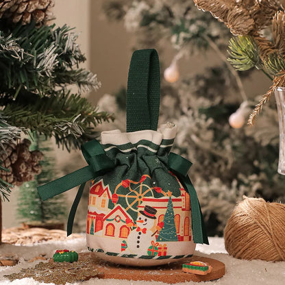 Portable Christmas Gift Bags Canvas Drawstring Candy Bags Christmas Decorations for Home 2024 Navidad Natal Gifts New Year 2025