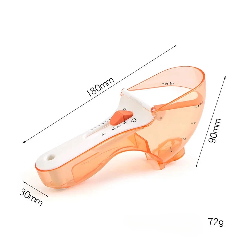 Dog Food Scoop with Measuring Scale, 1/2 Cup Adjustable Pet Food Measuring Cup for Dog Cat, Easy to Clean, Multi-use