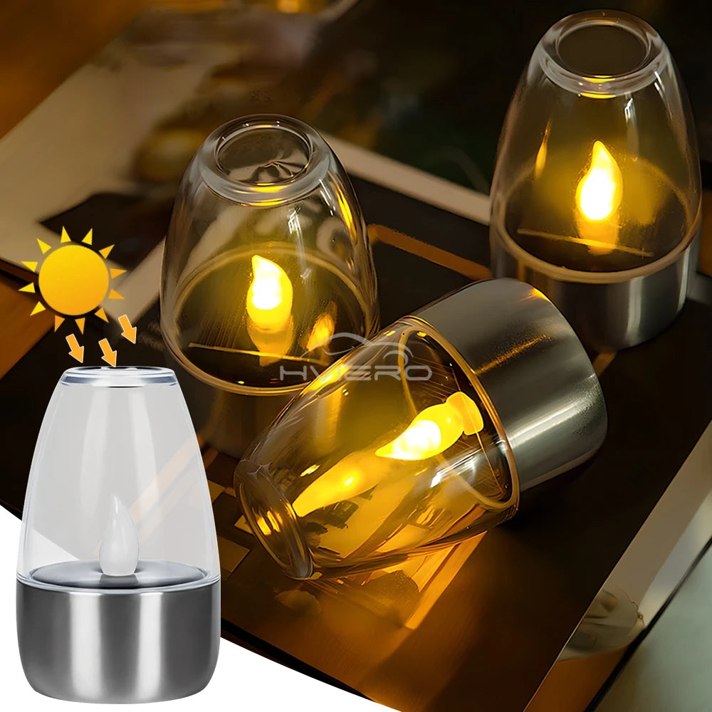 LED Solar Candles Light Flameless Rechargeable Night Light For Garden Decor Outdoor Wedding Party Waterproof Atmosphere Lamp