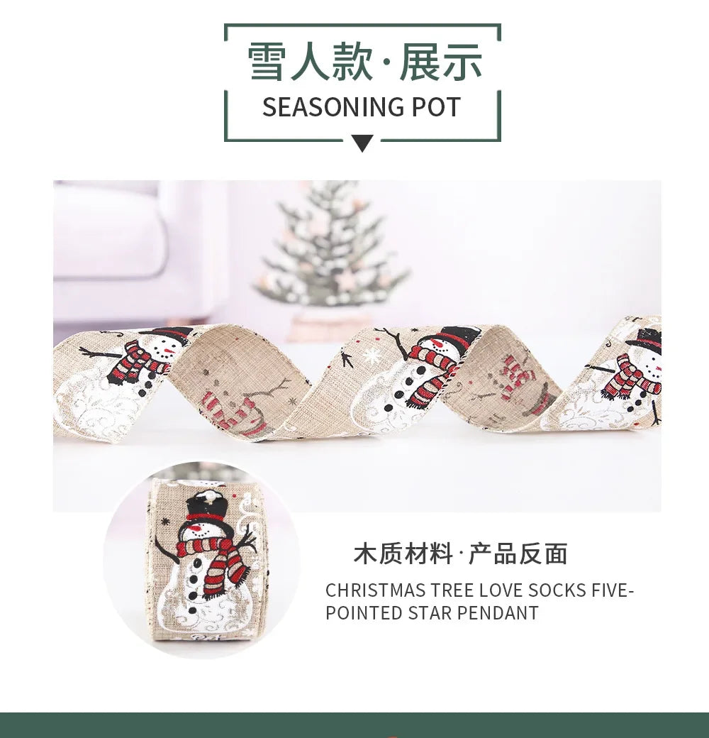 Christmas Ribbon Classic Wrapping Christmas Tree Ribbon Wreath Bows DIY Fabric Swirl Ribbon Burlap Xmas Gift Decoration