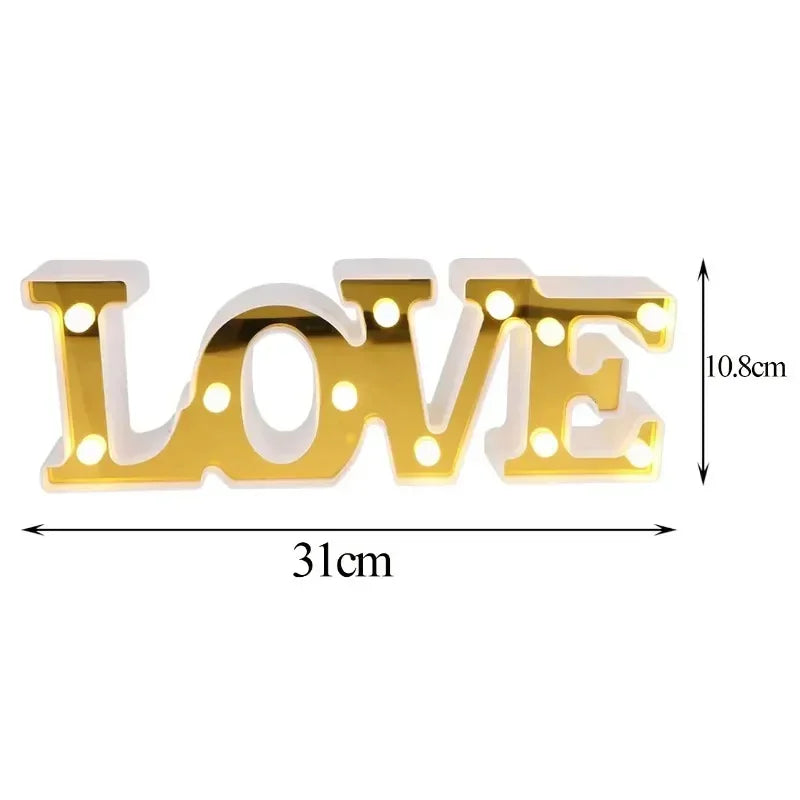 Valentines Day Love Symbol LED Glowing Sign Wedding Table Decoration Party Decor Romantic Anniversary Celebration Event Lighting