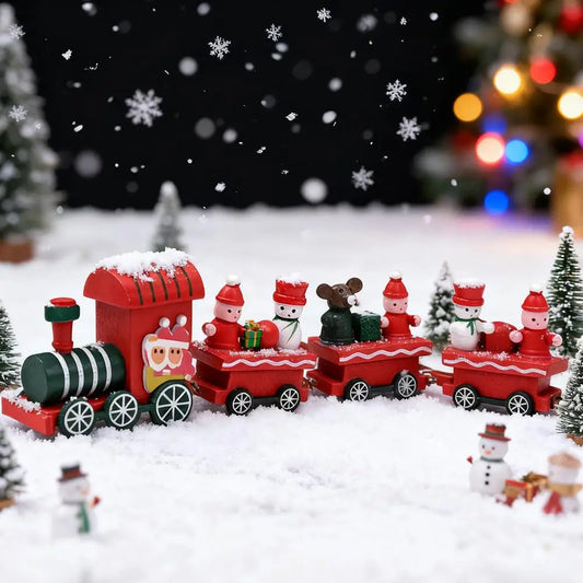 Christmas Wooden Train Merry Christmas Decorations For Home Cristmas Party Ornament Xmas Navidad Noel Gifts Happy New Year