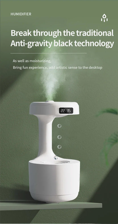 Air Humidifier Anti-Gravity Funny Water Droplets Ultrasonic Cool Mist Maker Fogger Diffuser with LED Display for Home Office