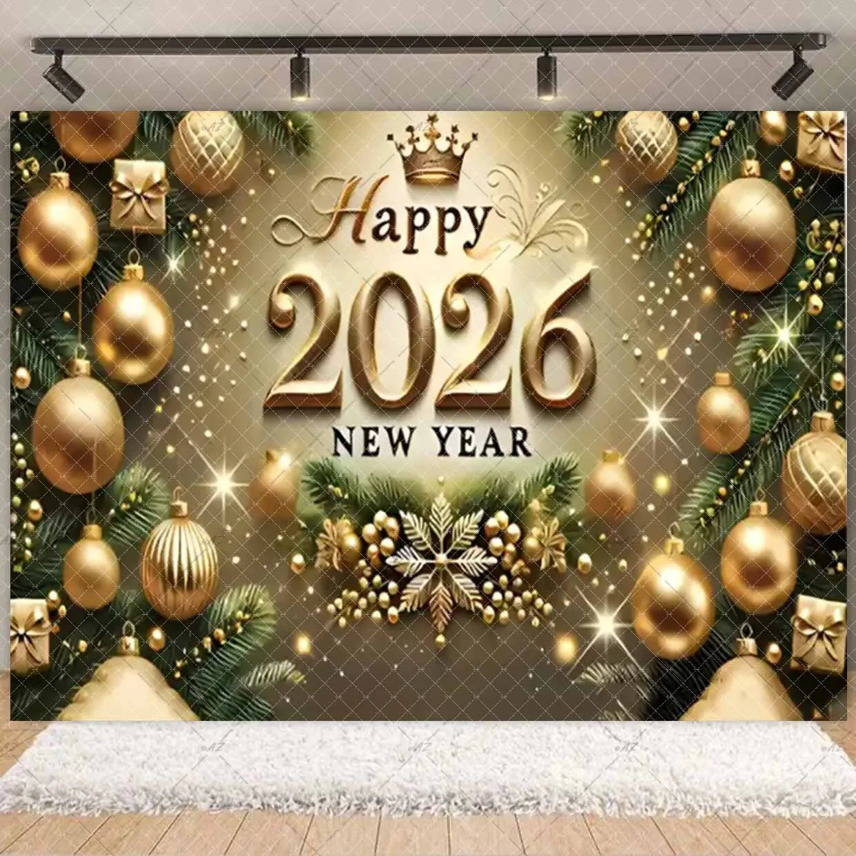 2026  Happy New Year Eve Party Decorations Black And Gold Disposable Tableware 2026 Number Balloons Family Gathering Backdrop