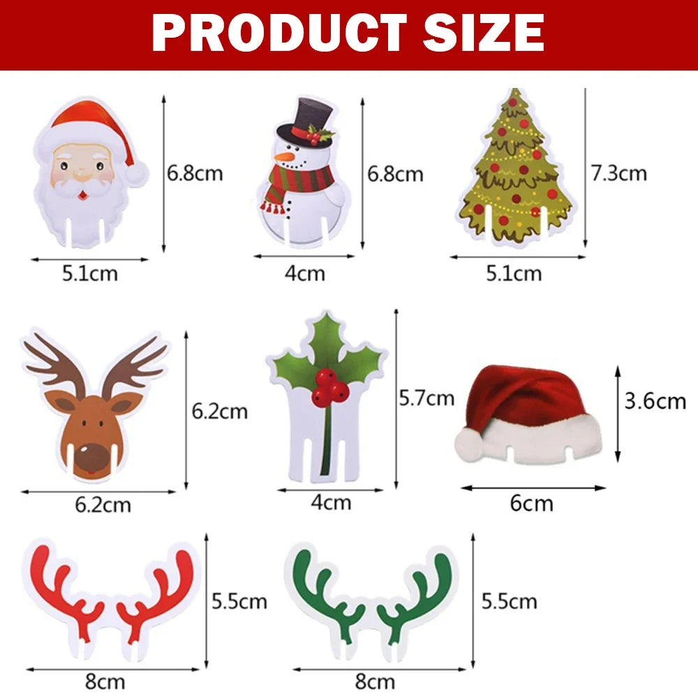 10 Popular Christmas Decorations, Christmas Tree, Snowman, Santa Hat, Santa Table, Wine Glass, Drink Cup Card, Party Decoration