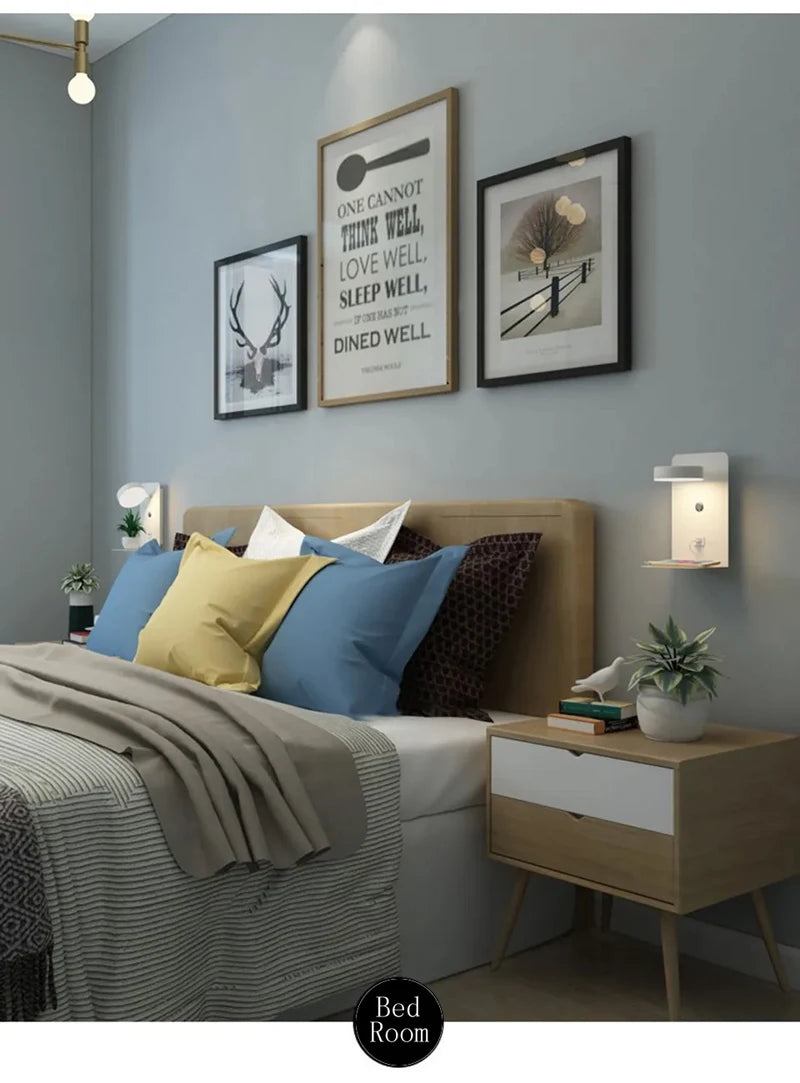 LED Wall Light Interior  Mobile Phone Charging USB Wall Lamps With Switch Bedroom Bedside Reading Lights Decoration Living Room