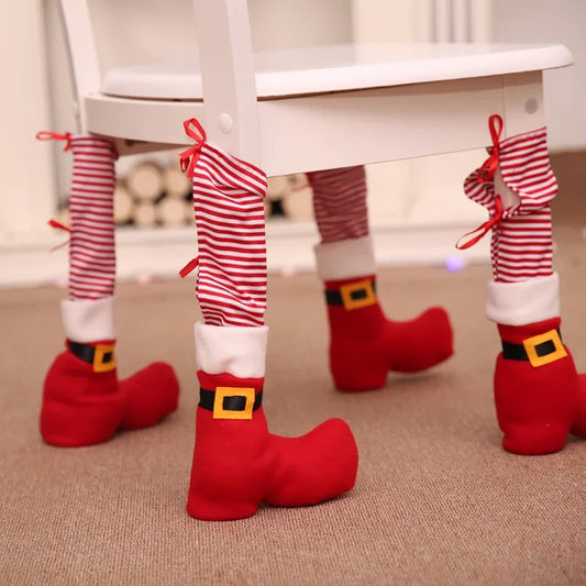 8/4PCS Creative Christmas Table Foot Socks Chair Leg Covers Floor Protectors Cloth Furniture Feet Sleeve Christmas Supplies DIY