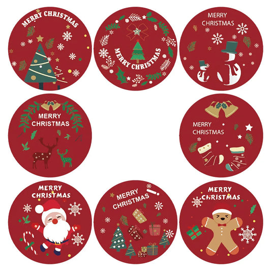 1/2 Rolls Festive Christmas Stickers - Perfect For DIY Gift Wrapping Baking And Decorating - Assorted Designs - Adhesive Paper