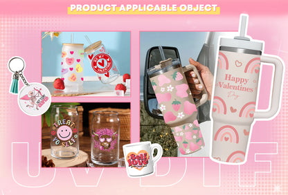 Christmas Design 3D UV DTF Wraps Stickers Cute Wraps .For 16 OZ Glass Libbey Selfadhesive Washable DIY Custom Cups Wrap Stickers