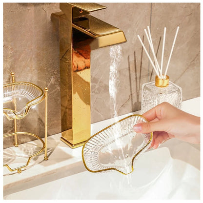 Bathroom Soap Dish Light Luxury Toilet Shower Soap Holder with Drain Water Soap Storage Case Tray Container Bathroom Gadgets