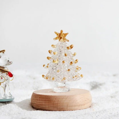 Glass Christmas Tree Ornaments Glass Star Decorations Festive Glass Christmas Tree Figurines for Winter Home Decor Handmade