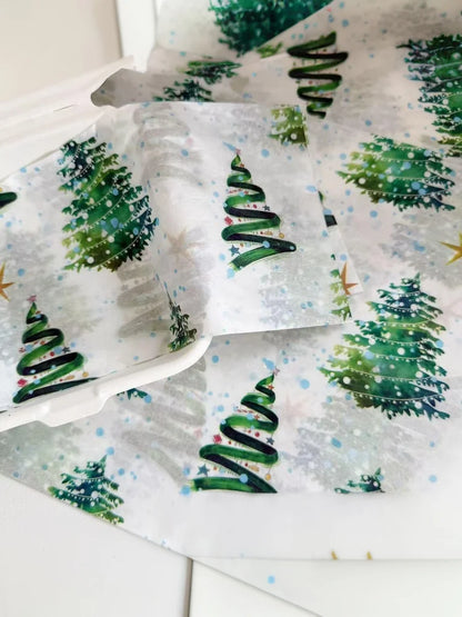 10pcs/set Christmas Tree Patterns Gift Wrapping Paper Suitable For Weddings Christmas Gifts