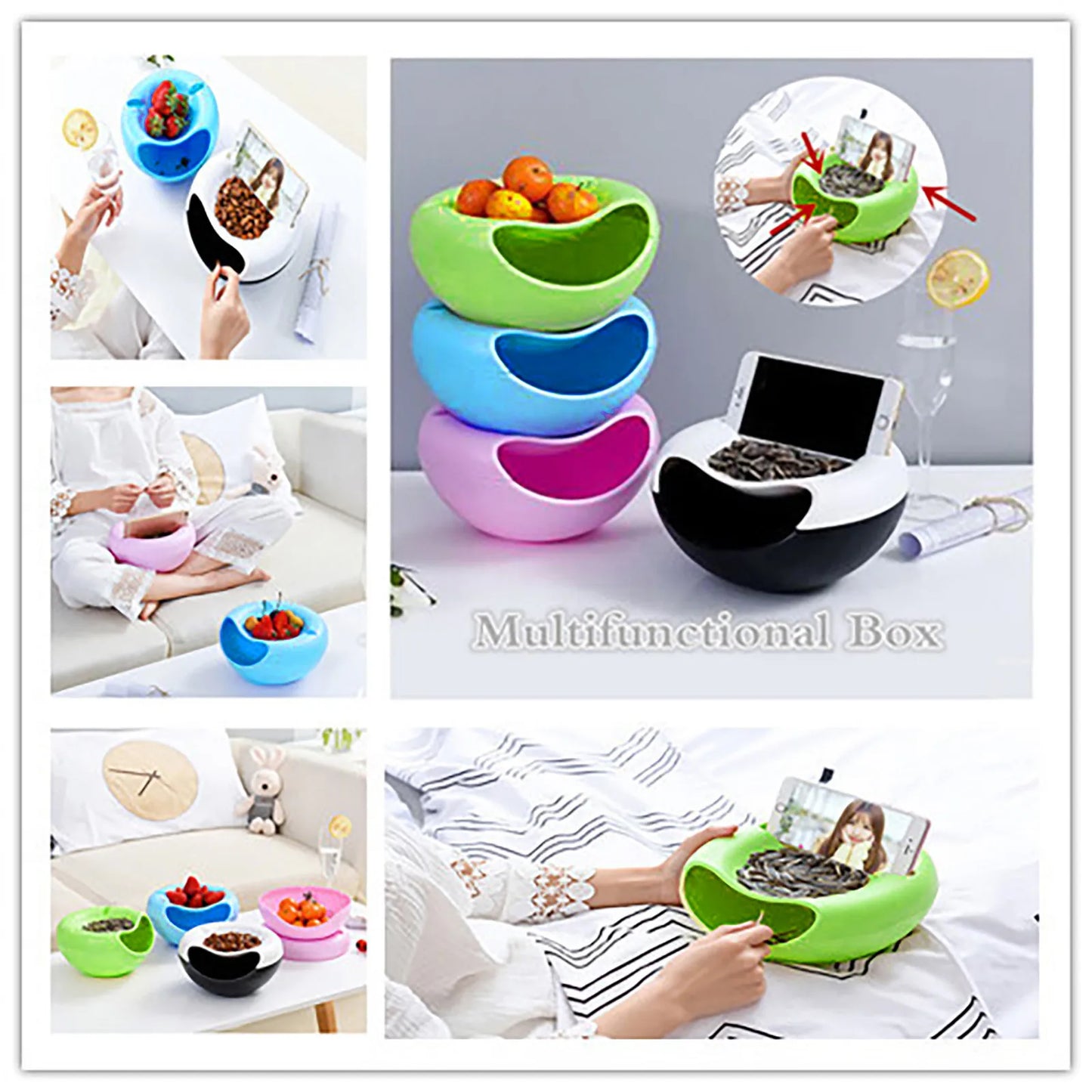 Snacks Bowl Creative Bowl Double Layer Dry Fruit Containers Snack Storage Box Sunflower Seed Nut Bowl With Shell Storage