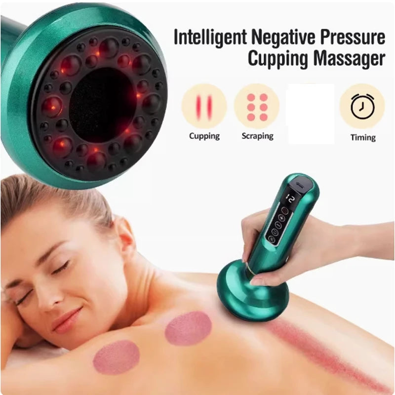 Electric Cupping Heating Massager Vacuum Suction Cup GuaSha Anti Cellulite Beauty Health Scraping Infrared Heat Slimming Massage