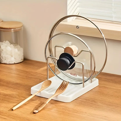 Kitchen lid rack, spatula holder, drill board, storage rack, multifunctional household countertop storage tool, vegetable board