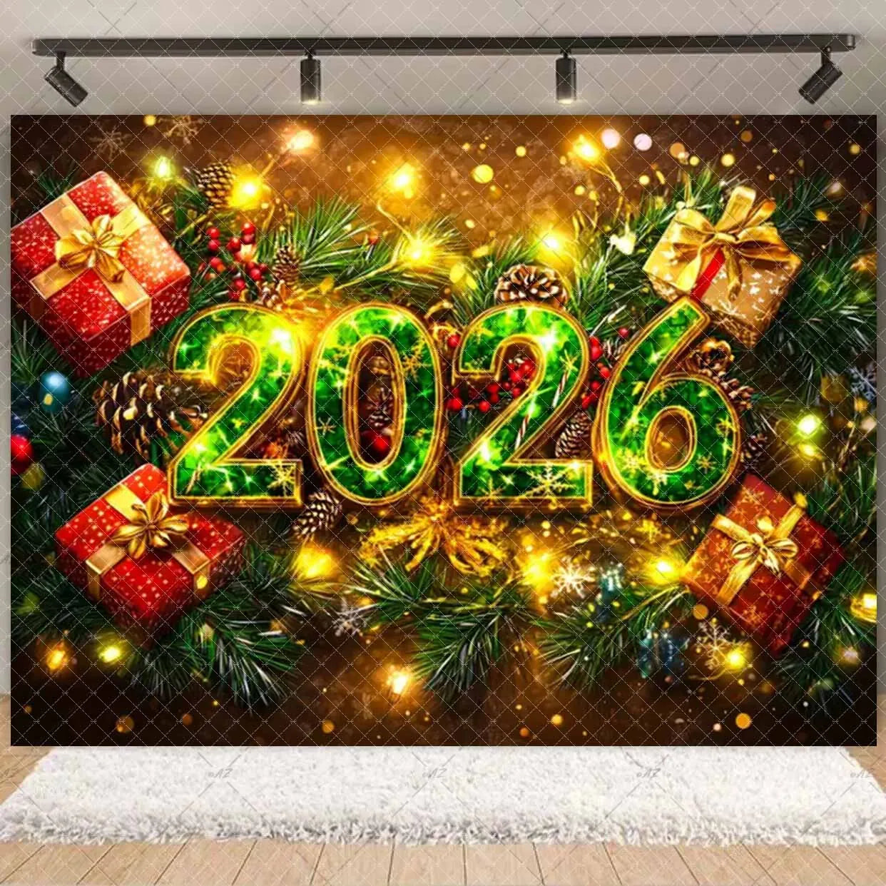 2026  Happy New Year Eve Party Decorations Black And Gold Disposable Tableware 2026 Number Balloons Family Gathering Backdrop