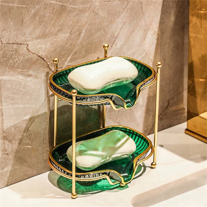 Bathroom Soap Dish Light Luxury Toilet Shower Soap Holder with Drain Water Soap Storage Case Tray Container Bathroom Gadgets