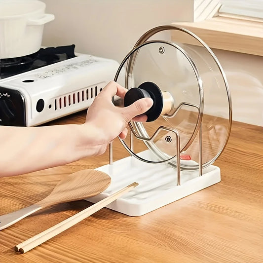 Kitchen lid rack, spatula holder, drill board, storage rack, multifunctional household countertop storage tool, vegetable board