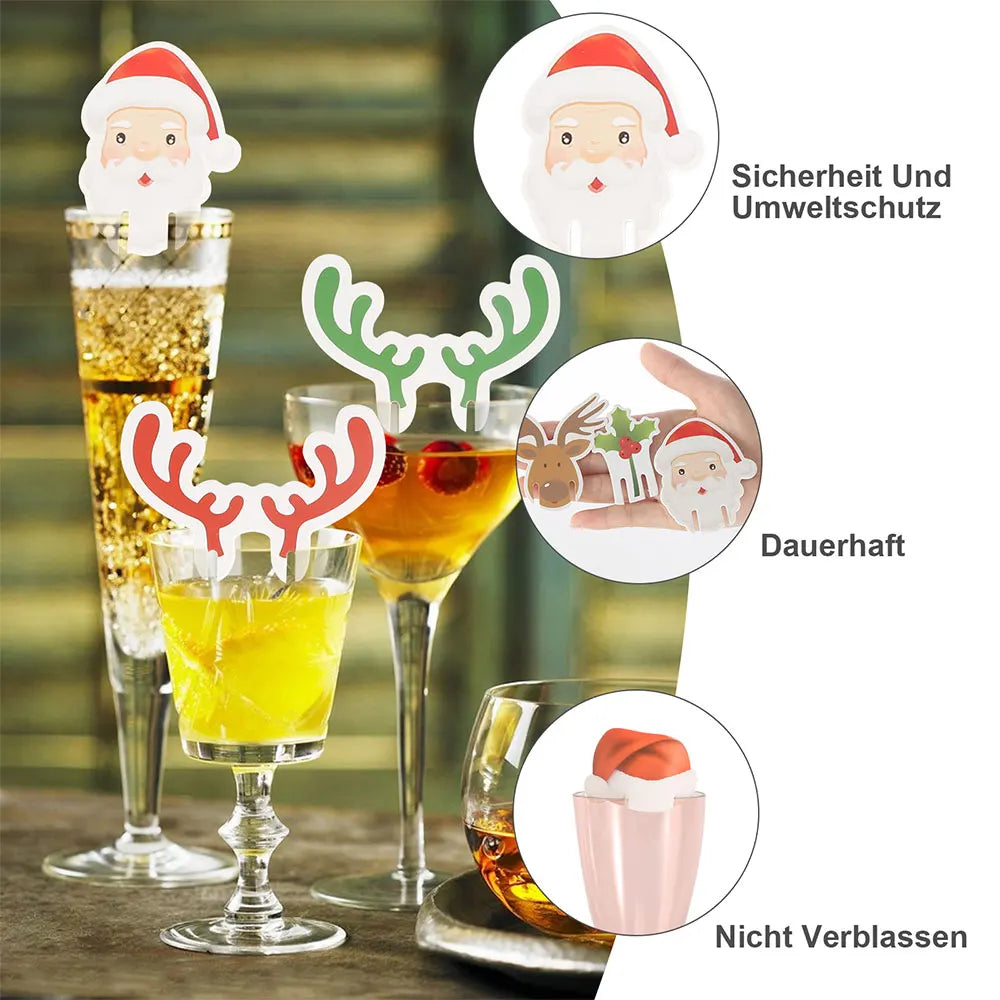 10 Popular Christmas Decorations, Christmas Tree, Snowman, Santa Hat, Santa Table, Wine Glass, Drink Cup Card, Party Decoration