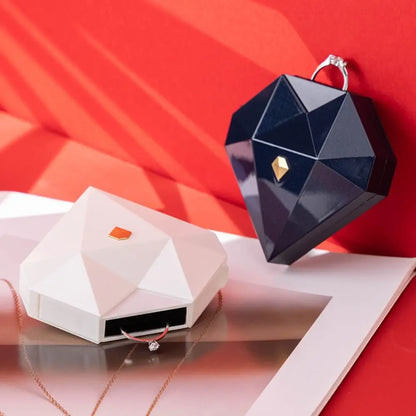 Luxury Heart Shaped Diamond Ring Box Automatic Pop-up Portable Jewelry Box Jewelry Storage Box Proposal Wedding Case For Girl