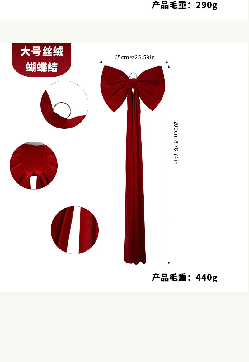 Large Velvet Bow Red Christmas Bowknot Christmas Tree Decorations Pendant Party Home Hotel Layout Window Shopping Mall Display
