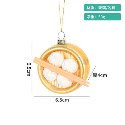 Christmas Decorations Accessories Glass Painted Fruits Vegetables Bottles Cake Christmas Tree Ornaments Hanging Pendant Gifts