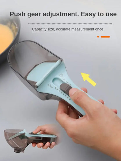 Dog Food Scoop with Measuring Scale, 1/2 Cup Adjustable Pet Food Measuring Cup for Dog Cat, Easy to Clean, Multi-use
