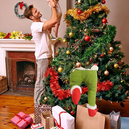 Christmas Santa/Elf Leg Plush Xmas Tree Decoration Props Santa Claus Green Artificial Leg Children's Toy Christmas Home Decor