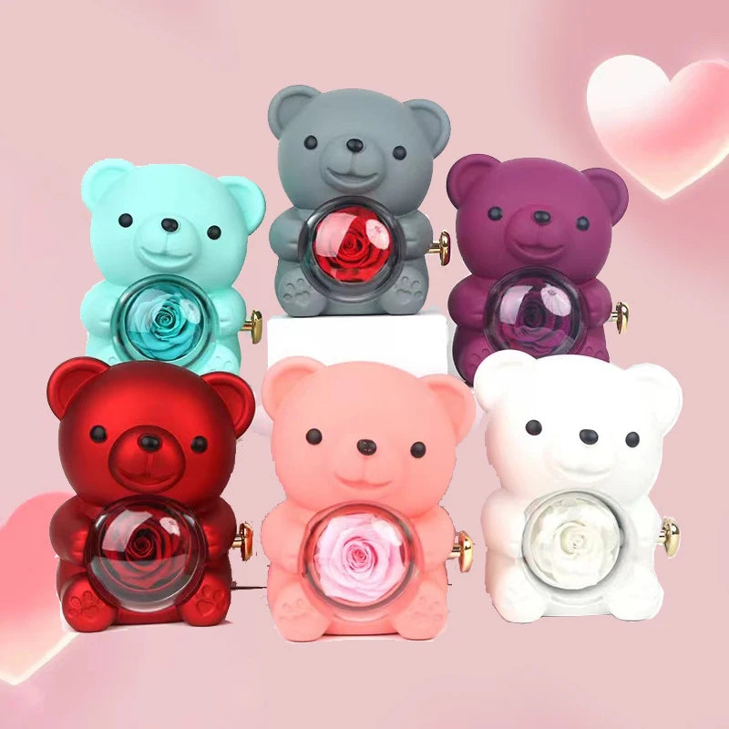Colorful Rose Bear Rotating Gift Box Exquisite Cute Valentine's Day Christmas Birthday For Girlfriend Beautiful Fashionable New