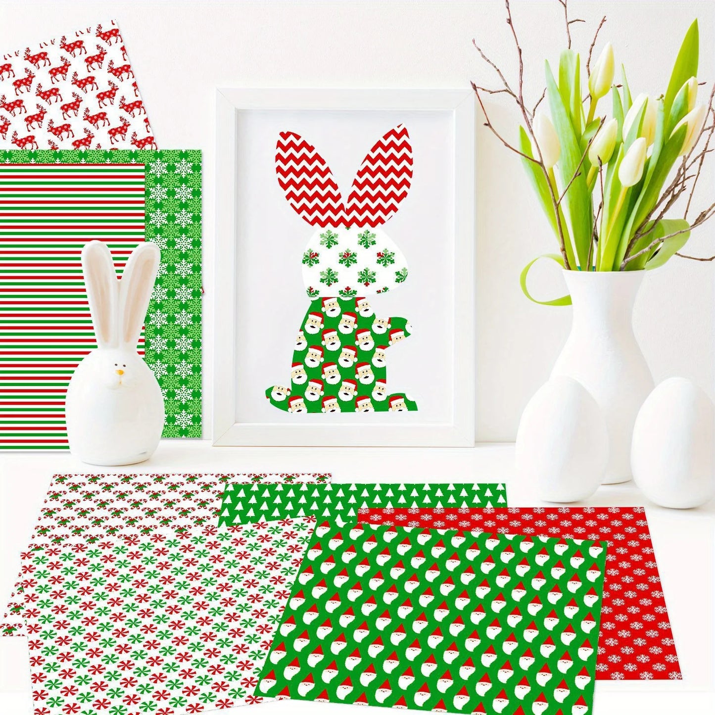 12 Sheet DIY Christmas Gift Wrapping Paper,Background Decorations Paper,DIY Photo Album,Scrapbook,Santa Claus Pattern Paper