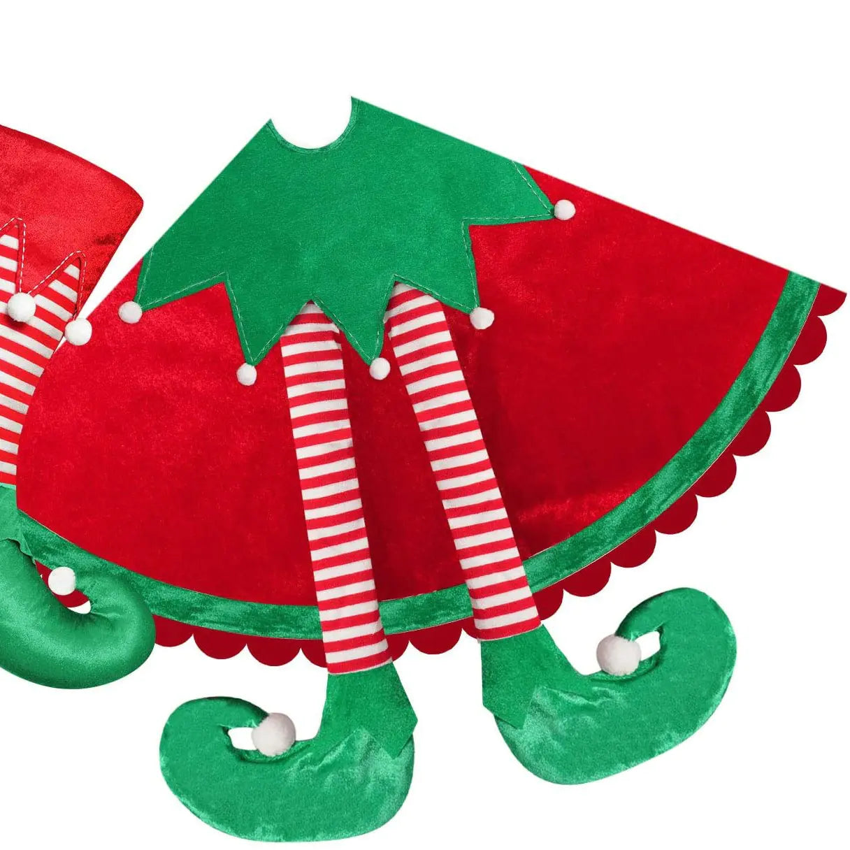 Cute Red Elf Leg Tree Skirt for Christmas Decor