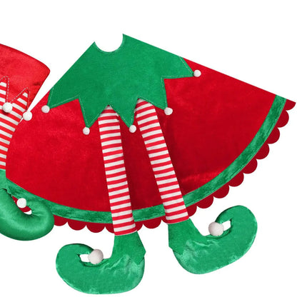 Cute Red Elf Leg Tree Skirt for Christmas Decor