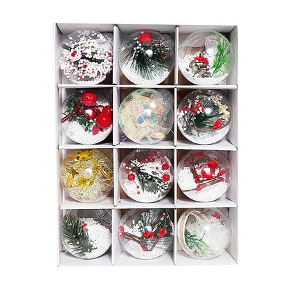 12pcs 6cm Transparent PET Christmas Tree Ornaments
